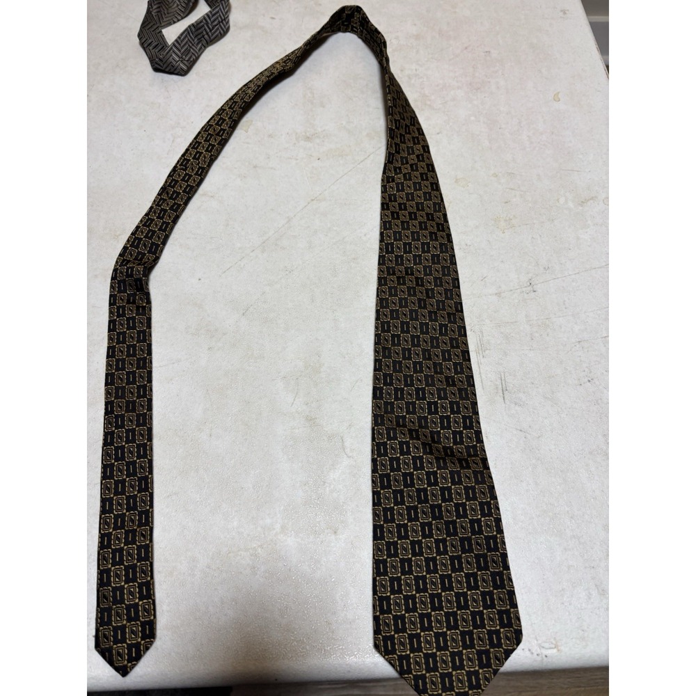 Sulka Men's Yellow & Gray Geometric‎ Locks Silk Neck Tie 58"
